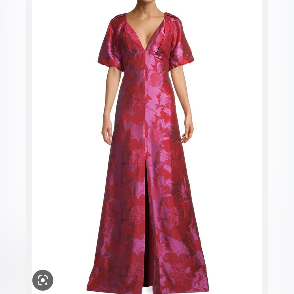 Aidan Mattox Double V-Neck Dress